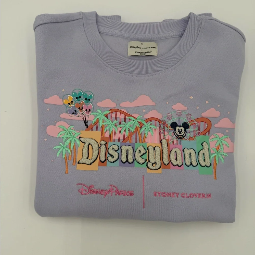 Disney Parks x Stoney Clover Lane Disneyland Sweatshirt Lavender Mickey Mouse - Picture 3 of 5